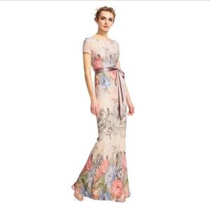 Adrianna Papell Floral Print Column Gown